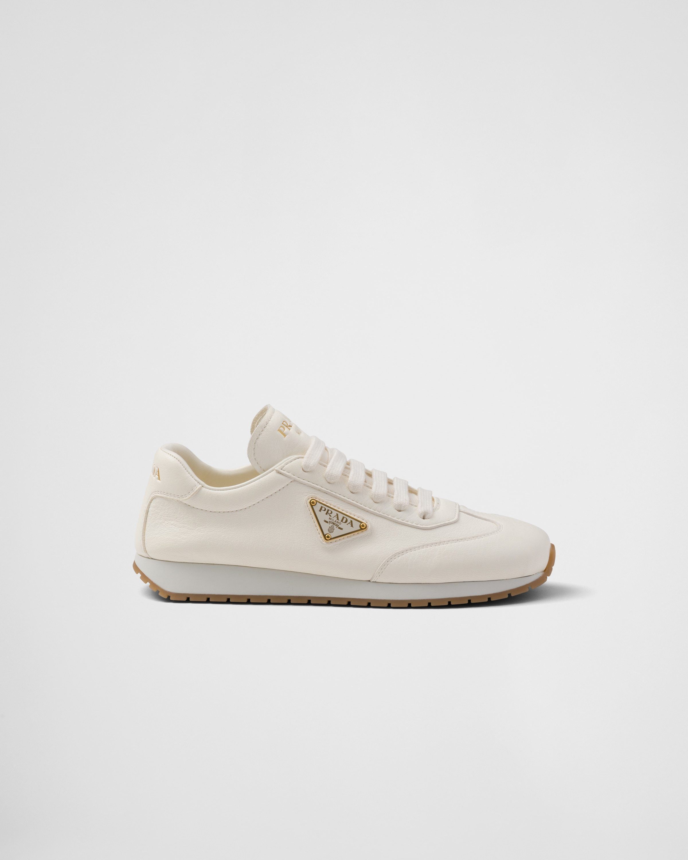 Prada o1bcso1str1025 Cervo Triangle Logo Sneakers in Ivory Size US 12.5 / EU 45-46 - 5 Thumbnail