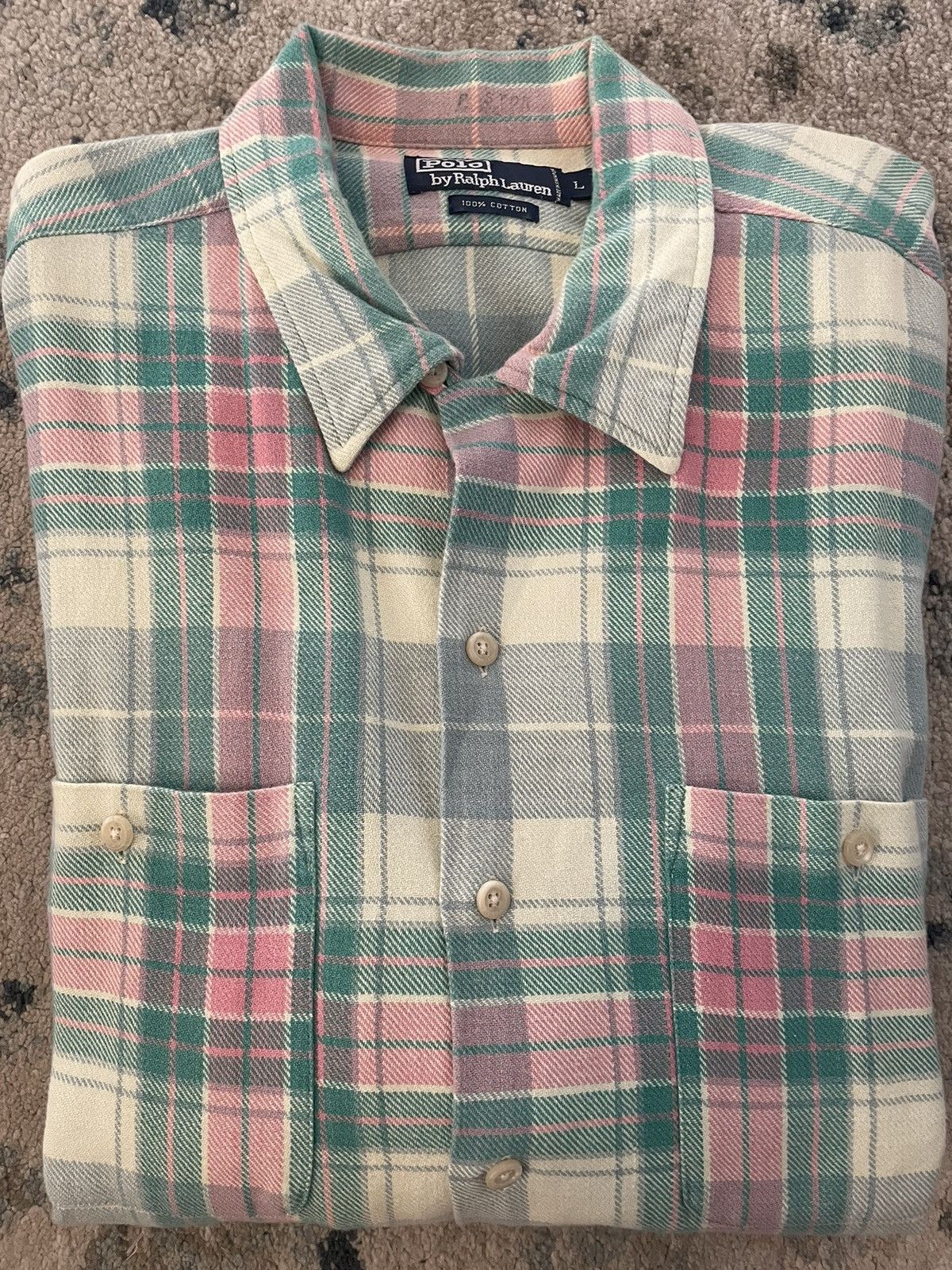 Polo Ralph Lauren × Vintage Vintage Plaid Flannel Chores Shirt Size US L / EU 52-54 / 3 - 1 Thumbnail