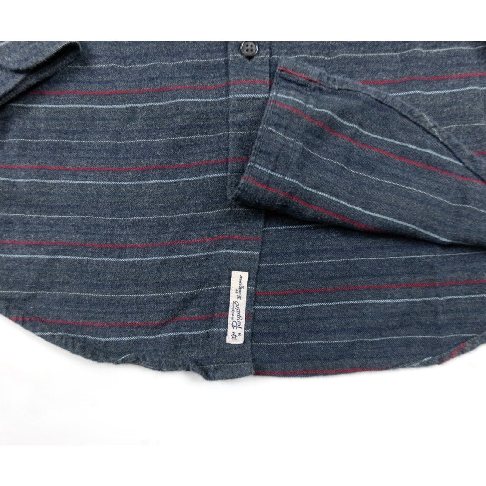 Original Penguin VINTAGE Penguin Men’s Button-Up Shirt Long Sleeve Striped Cotton Casual Business Slim Fit Adult Small Gray Size US S / EU 44-46 / 1 - 4 Thumbnail