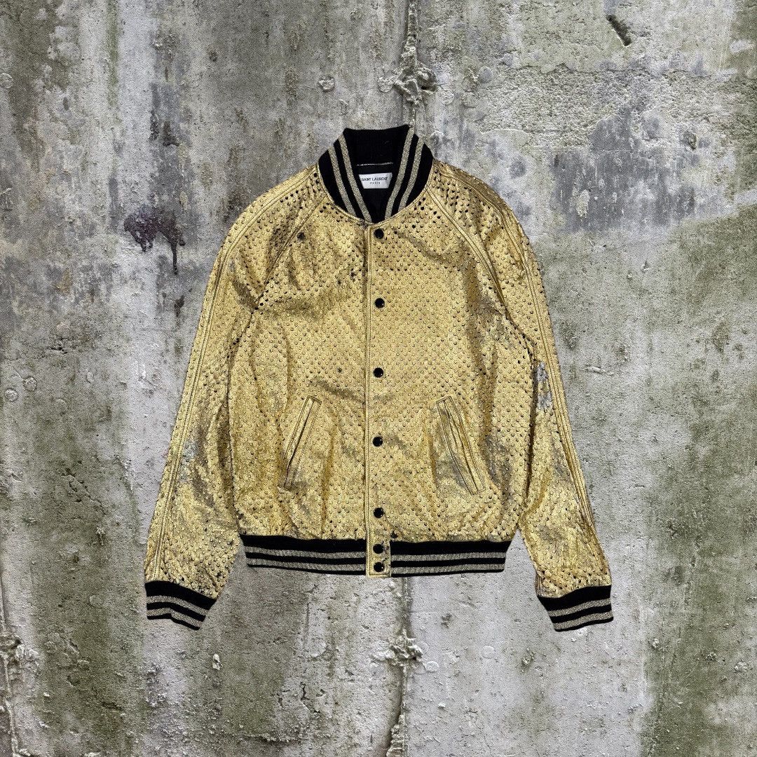 Saint Laurent Paris Saint Laurent Perforated Gold Teddy Jacket Size US M / EU 48-50 / 2 - 1 Thumbnail