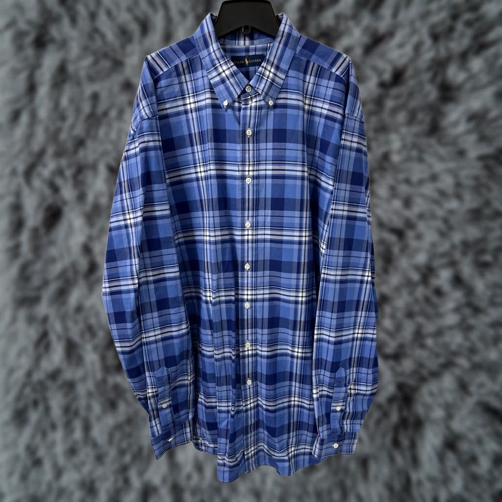 Ralph Lauren Ralph Lauren Shirt Mens 2XL Blue Plaid Oxford Button-Down Long Sleeve Logo/Classic Fit Regular Size 2XL Mens Blue Plaid Button-Up Shirt Size US XXL / EU 58 / 5 - 1 Thumbnail