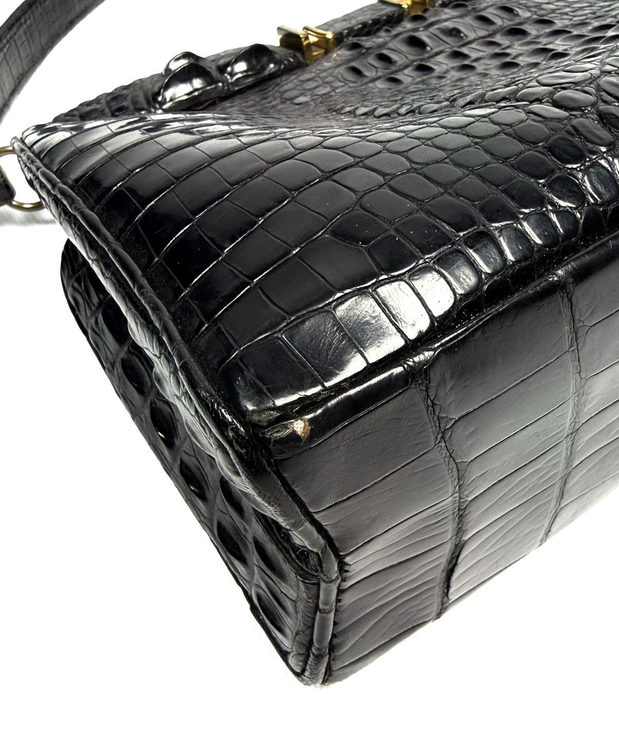 Vintage 1950-60s Genuine Crocodile Hornback Frame Top Handbag Exotic Size ONE SIZE - 23 Thumbnail
