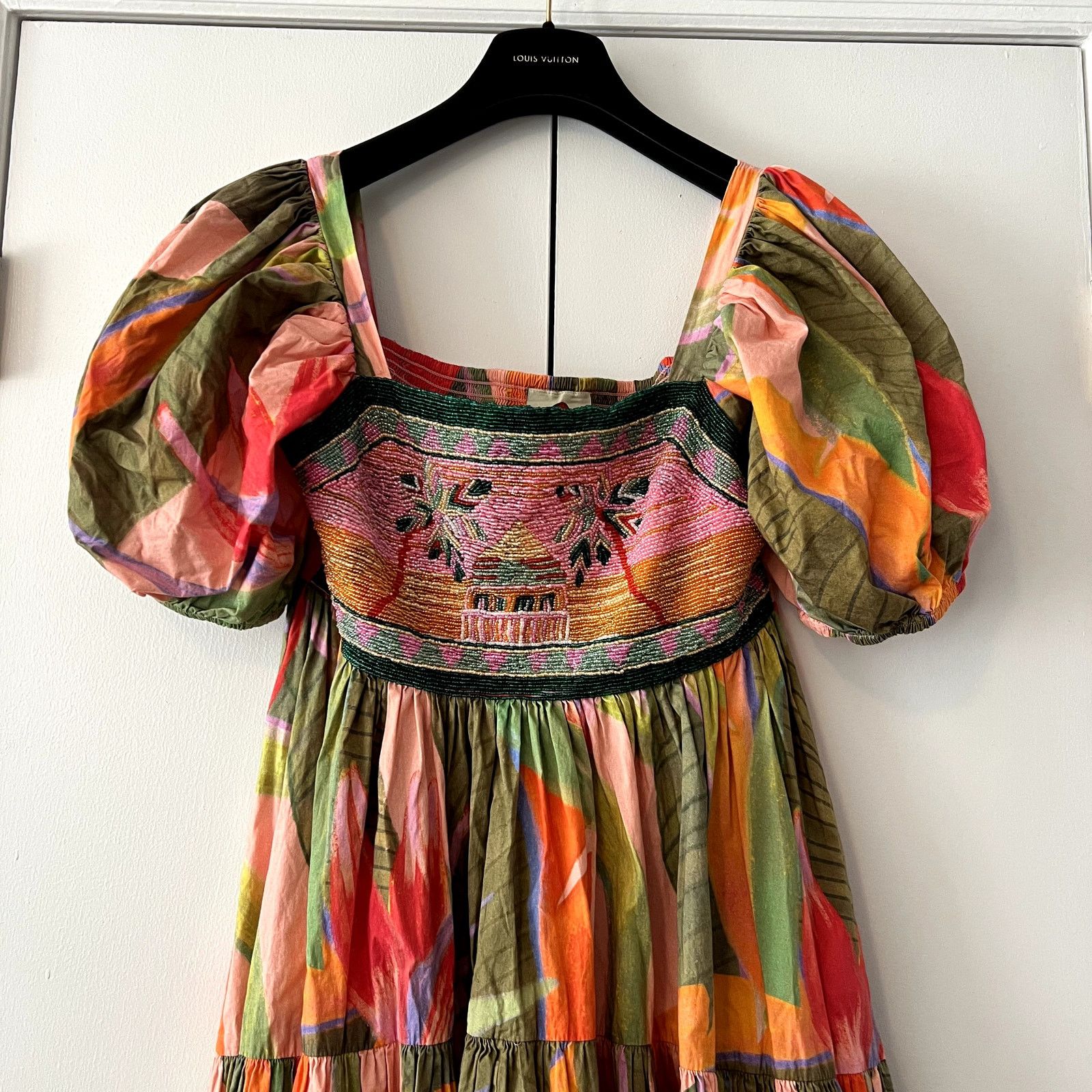 green emerald velvet dress Green Floral Vibing Maxi Dress – FARM Rio main image 0