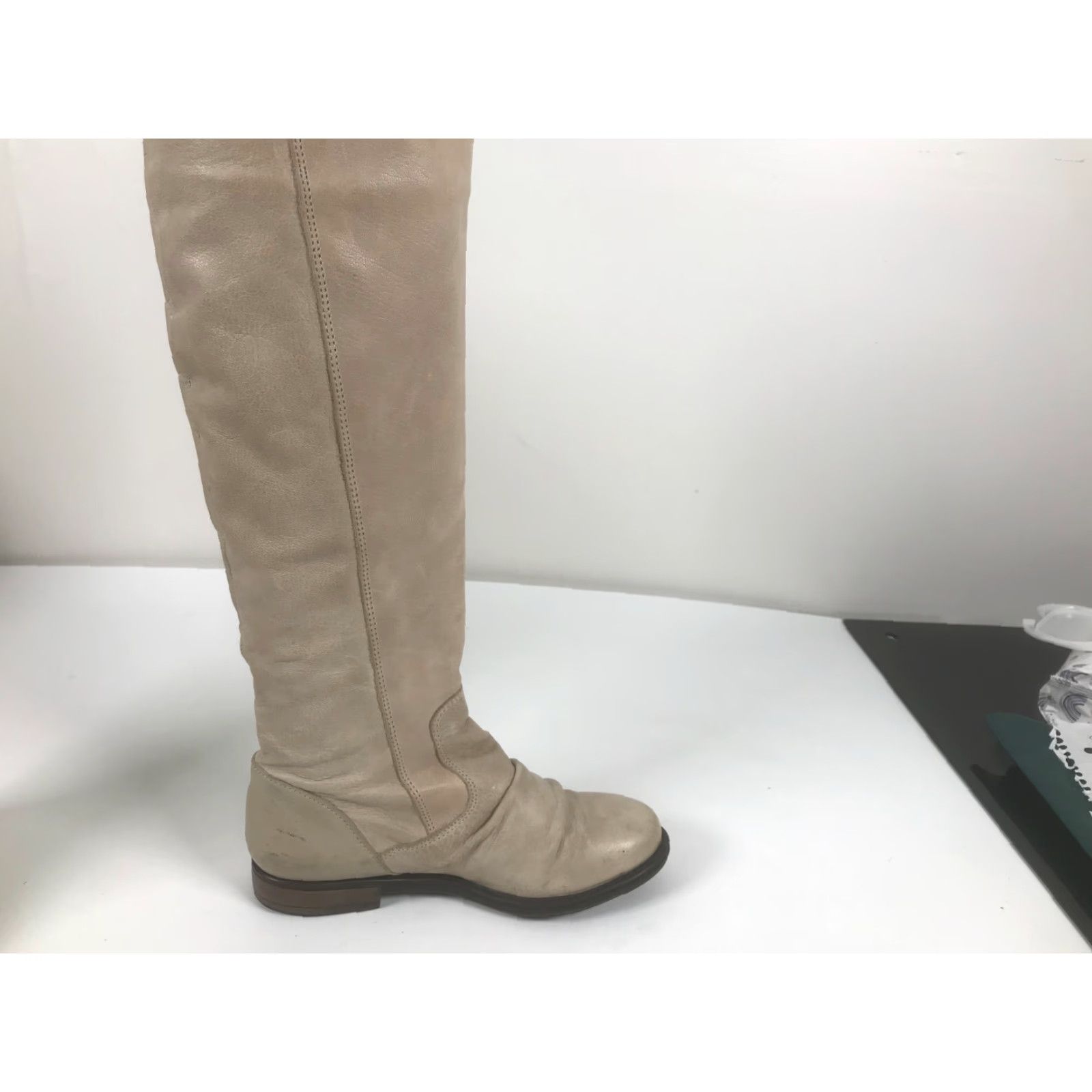 Steve Madden Steve Madden Womens Sz 6.5 M Dual Zip Knee High Boots Biege Leather Size US 7 / IT 37 - 5 Thumbnail