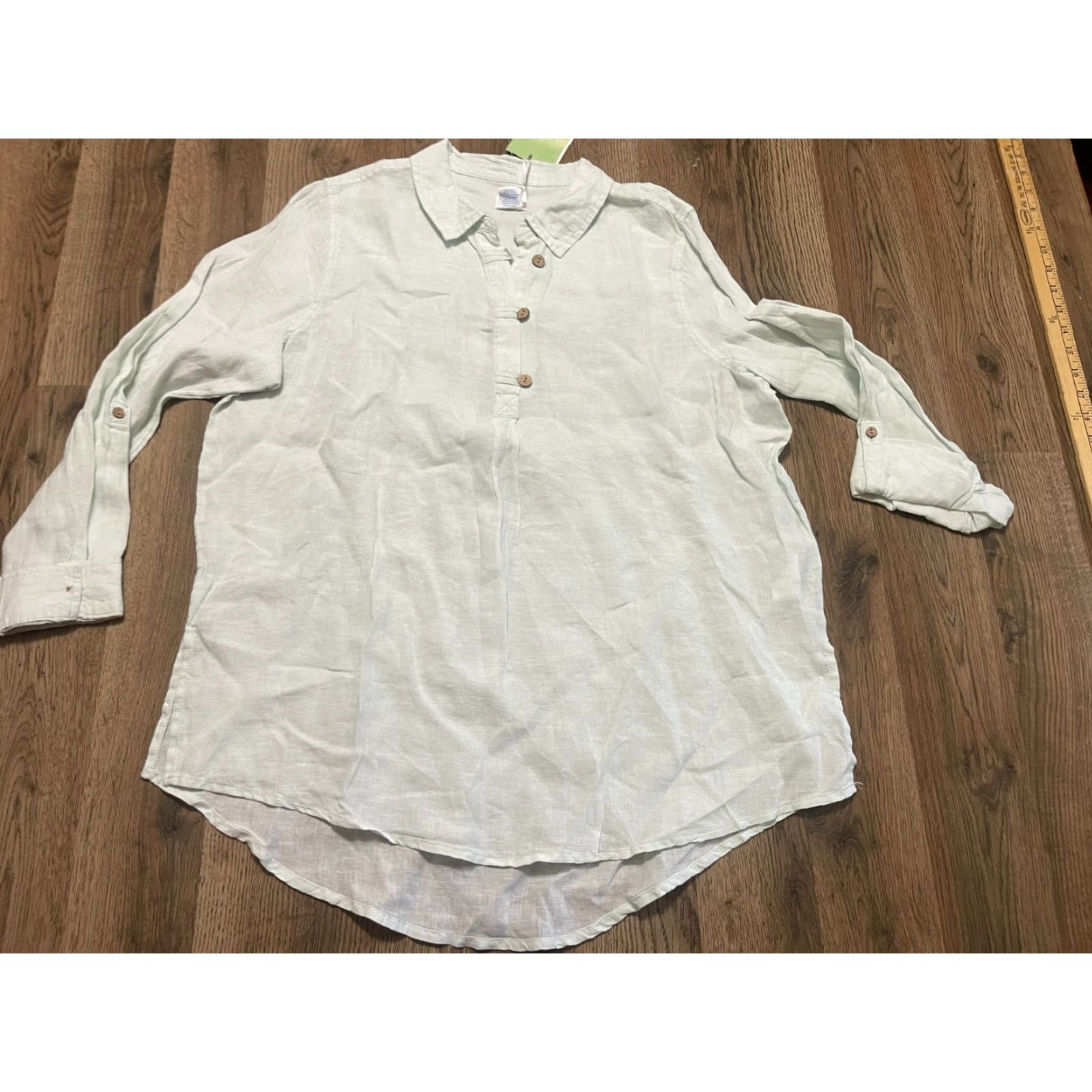 Vintage Sigrid Olsen Blouse Womens Size L White 1/4 Buttons Long Sleeve NWT Regular Fit Casual Shirt Womens Size L / US 10 / IT 46 - 2 Thumbnail