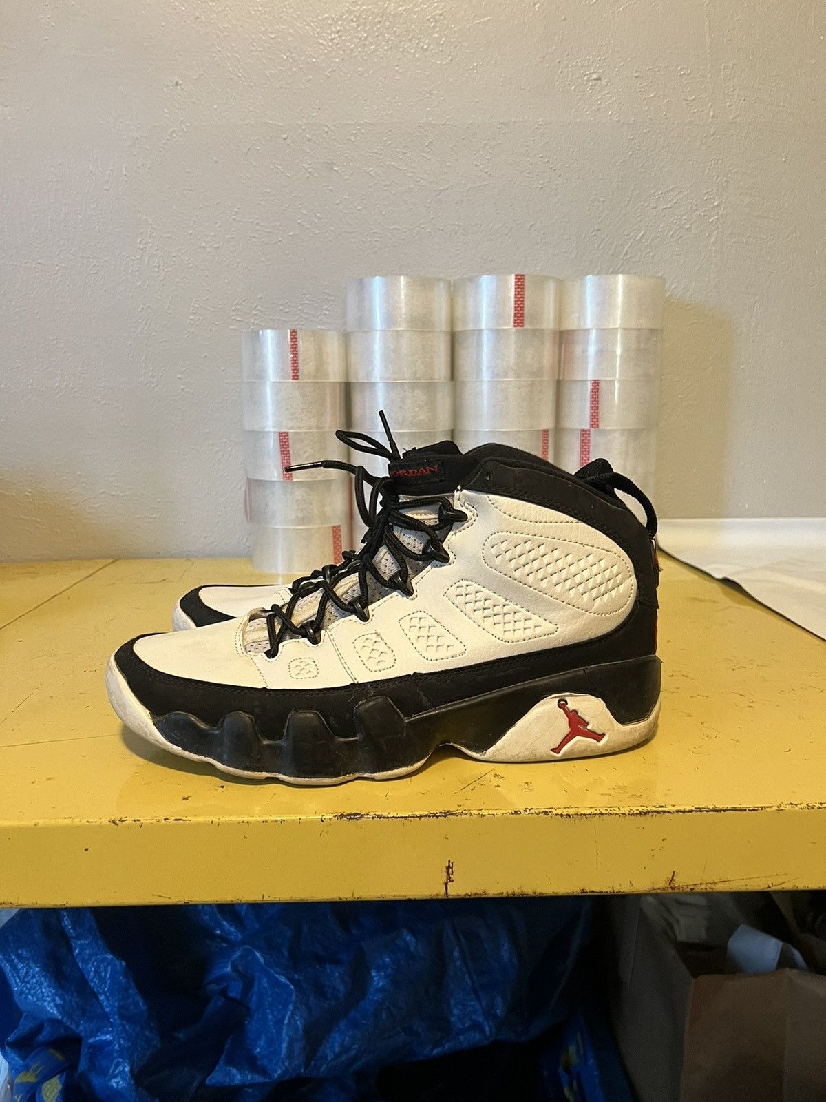 image of Jordan Nike Air Jordan 9 Ix Retro Size 8 White Black Red “Cracked” Shoes, Men's