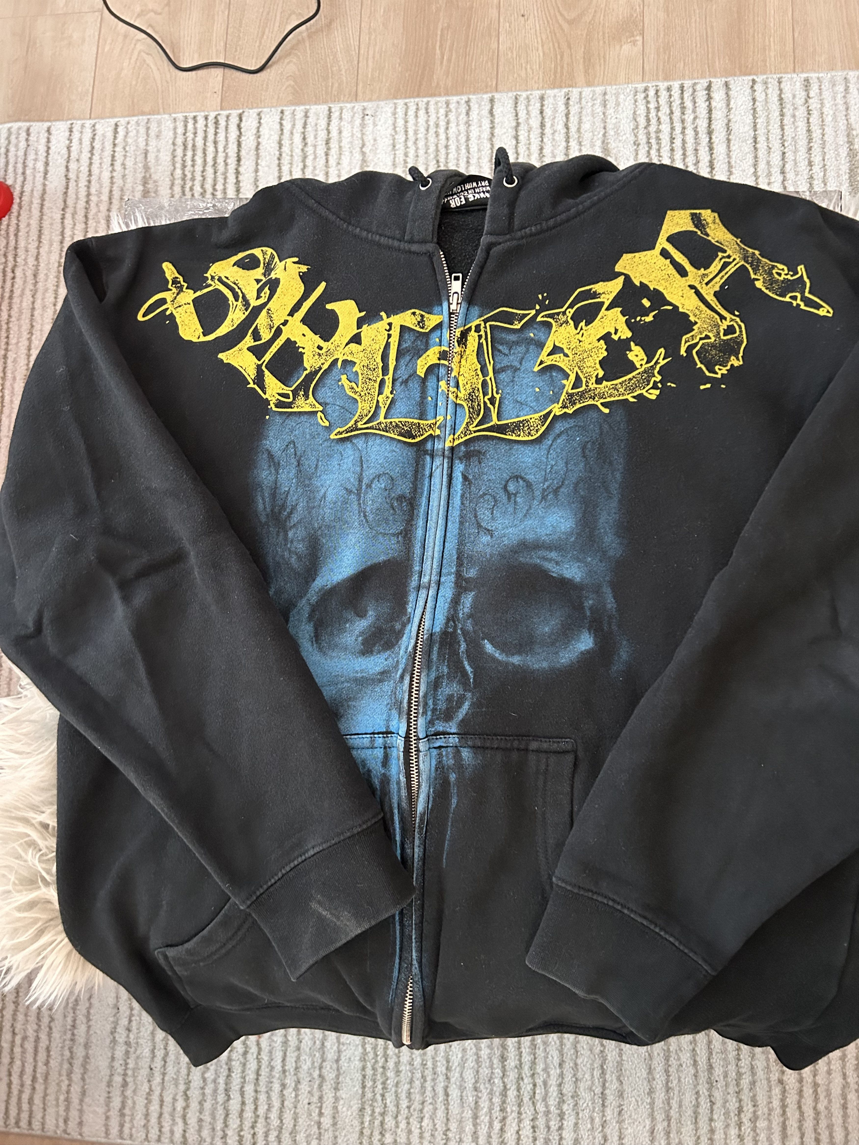 Vintage sullen emo goth black skull hoodie Size US L / EU 52-54 / 3 - 2 Thumbnail