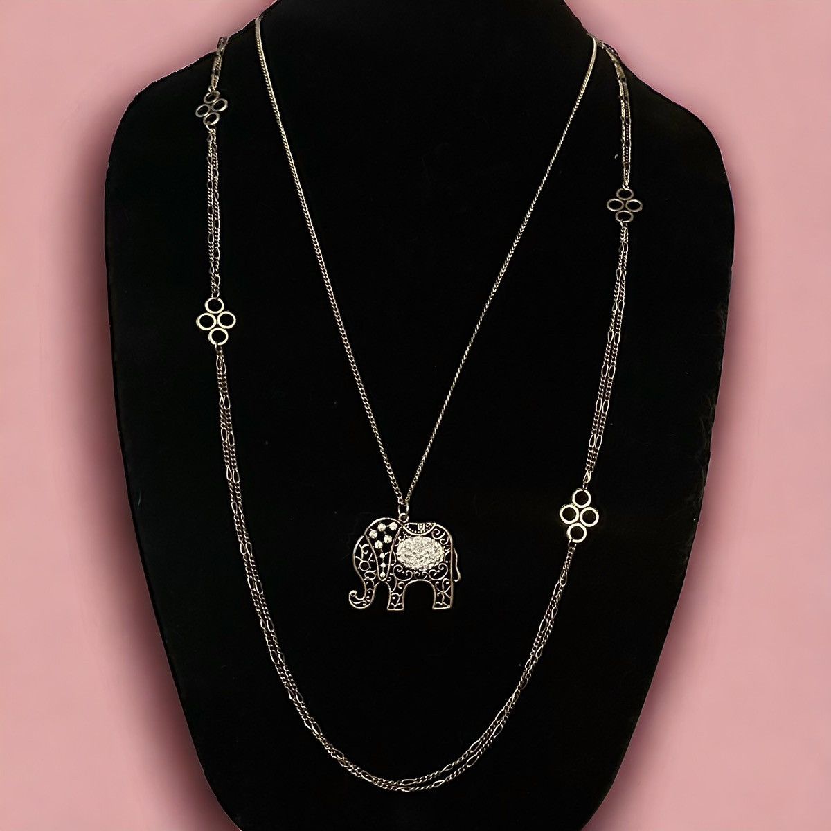 Other Double layered elephant pendant necklace Size ONE SIZE - 1 Thumbnail