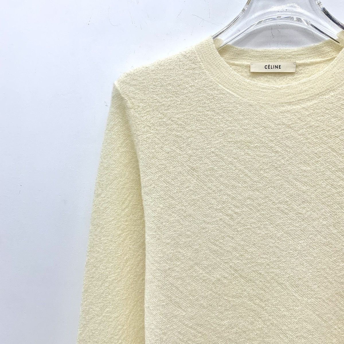 Celine Celine Beige Wool Crew Neck Long Sleeve Knit Sweater K26WX Size S / US 4 / IT 40 - 3 Thumbnail
