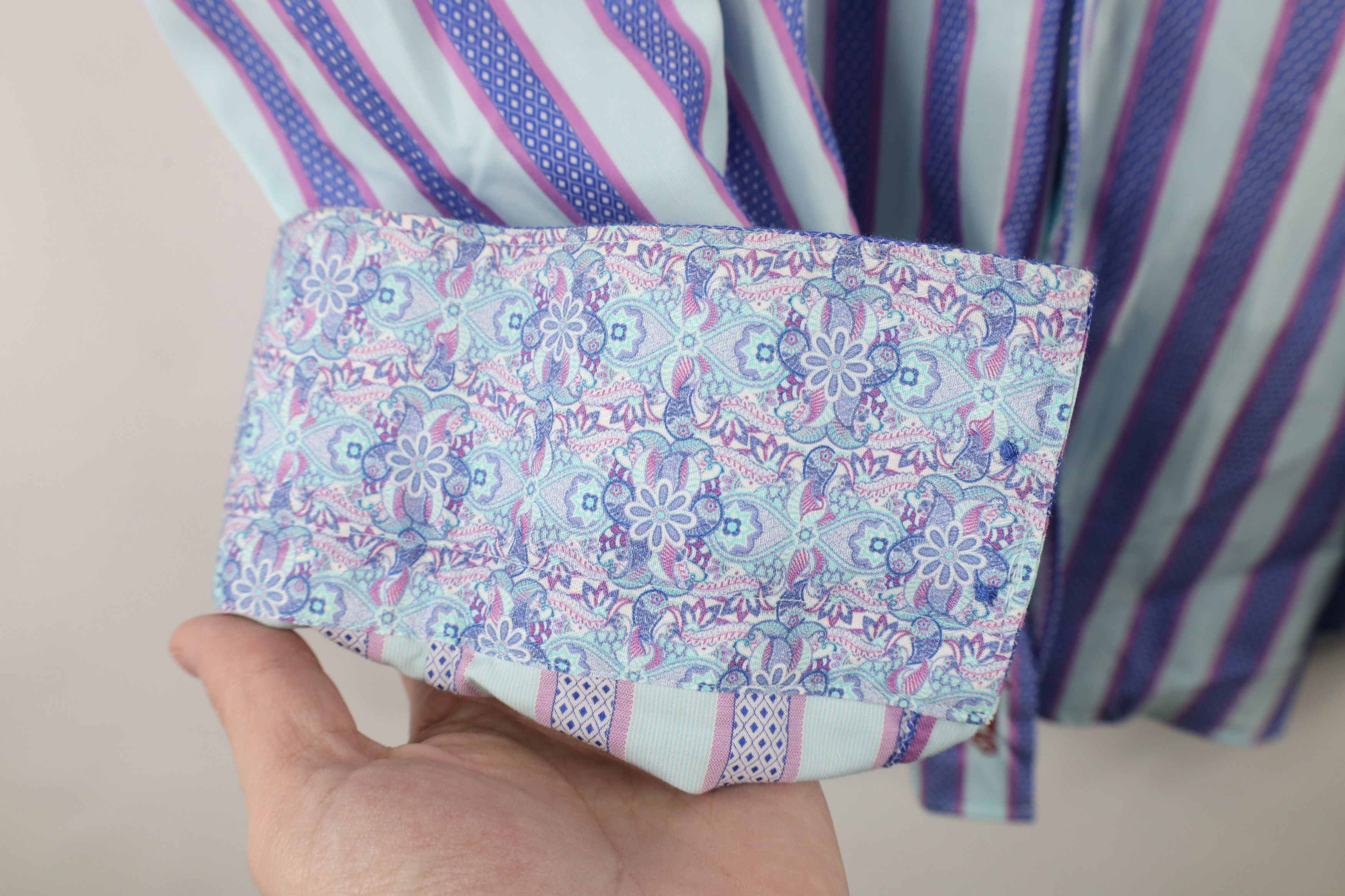 Robert Graham × Vintage Robert Graham Fit Pastel Striped Flip Cuff Button Shirt Size US XXL / EU 58 / 5 - 8 Thumbnail