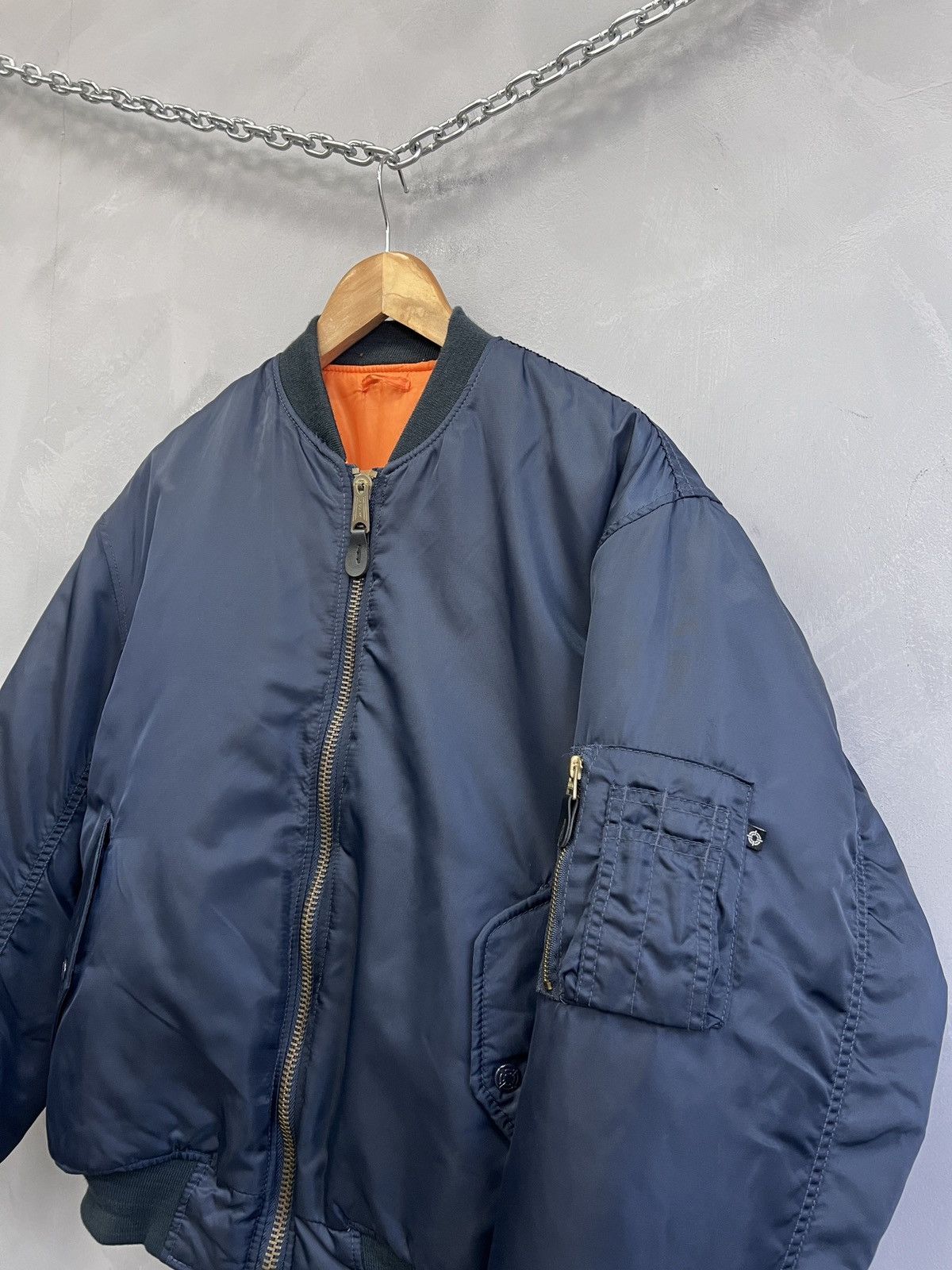 Alpha Industries MA-1 Bomber Jacket Navy Blue 90s Style