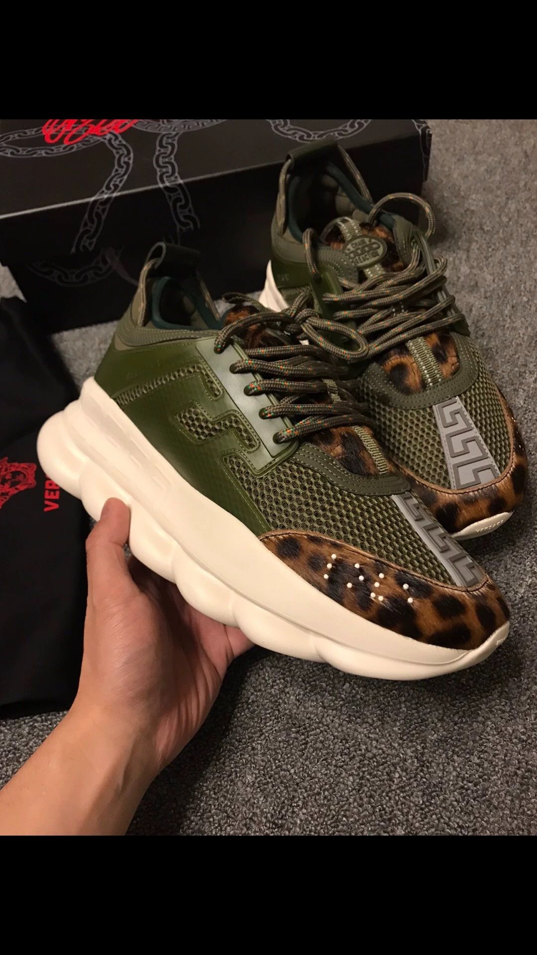 Versace VERSACE Dark Green Leopard Platform Dad Sneakers 42 (L) Size US 9 / EU 42 - 2 Thumbnail