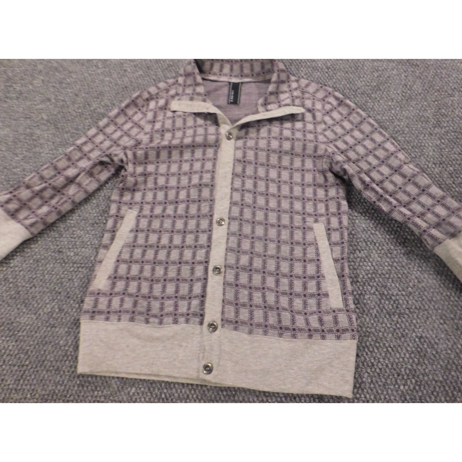 Vintage Chil Deric Womens Cardigan Sweater Purple Knit Rib Knit Stretch Button Crew Neck Casual Fall Winter Spring Regular Size 2 Womens Size XS / US 0-2 / IT 36-38 - 2 Thumbnail