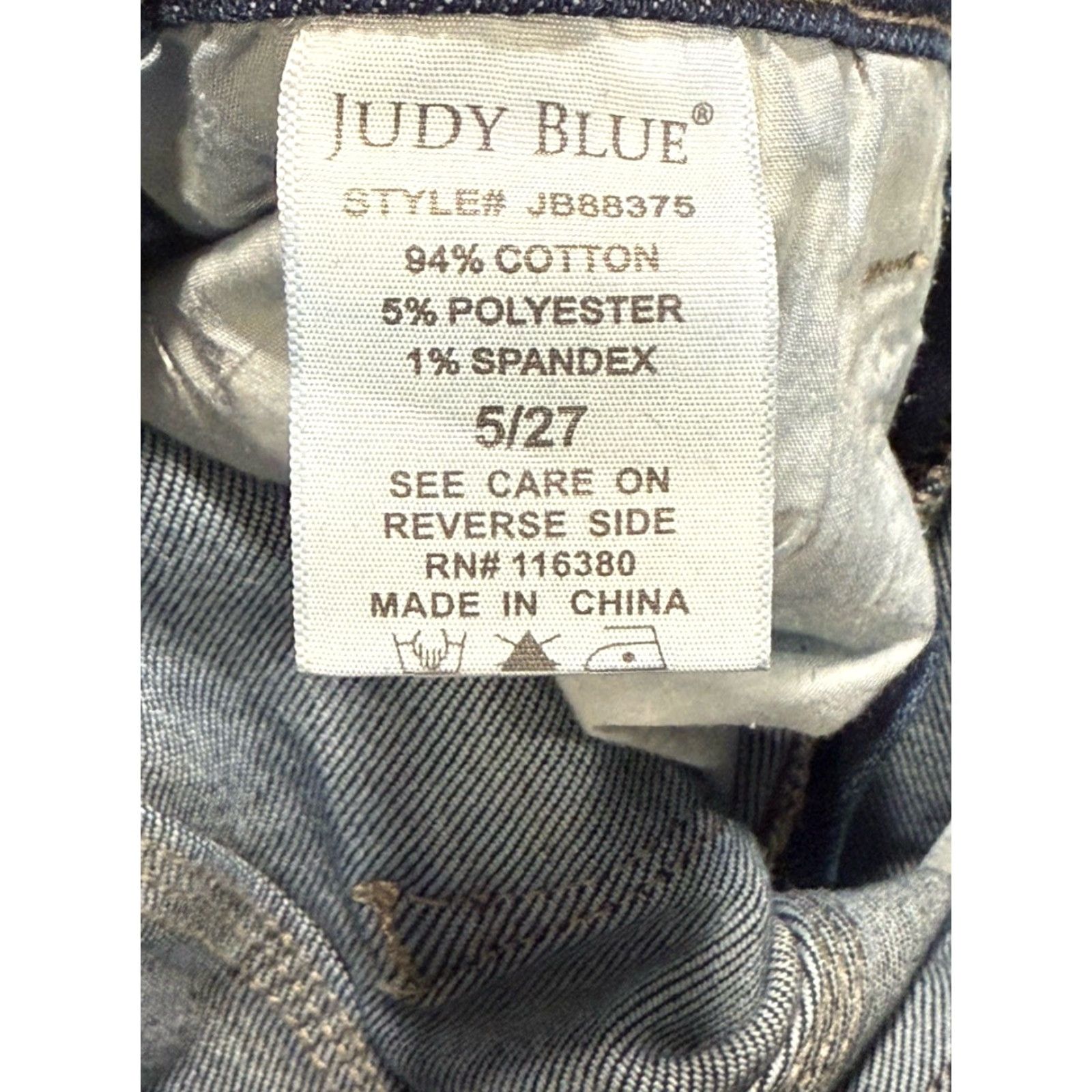 Vintage Judy Blue Jeans Womens Cropped Straight High Rise Stretch Raw Hem 5/27 Blue Denim Button Zip 27 in Waist 25 in Inseam 5-Pocket Size 27" / US 4 / IT 40 - 8 Thumbnail