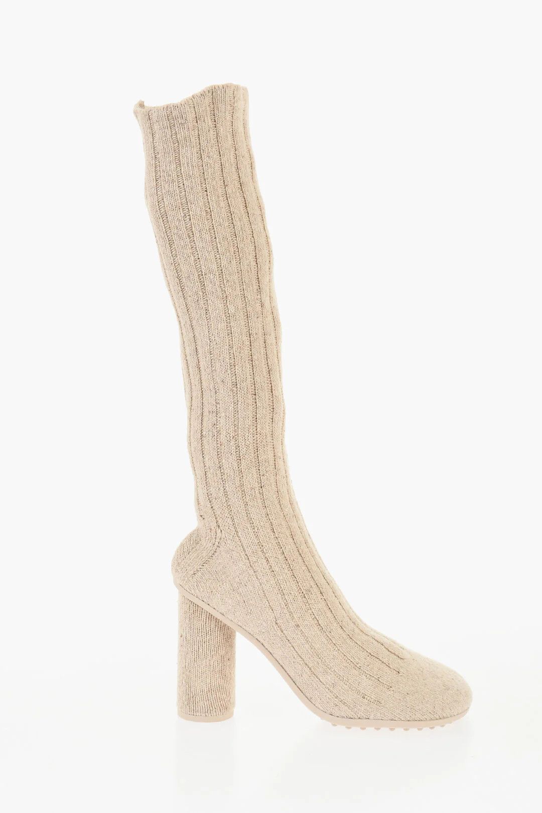 Bottega Veneta og1mm0426 Mixed-Wool Sock Boots in Beige Size US 10 / IT 40 - 1 Thumbnail