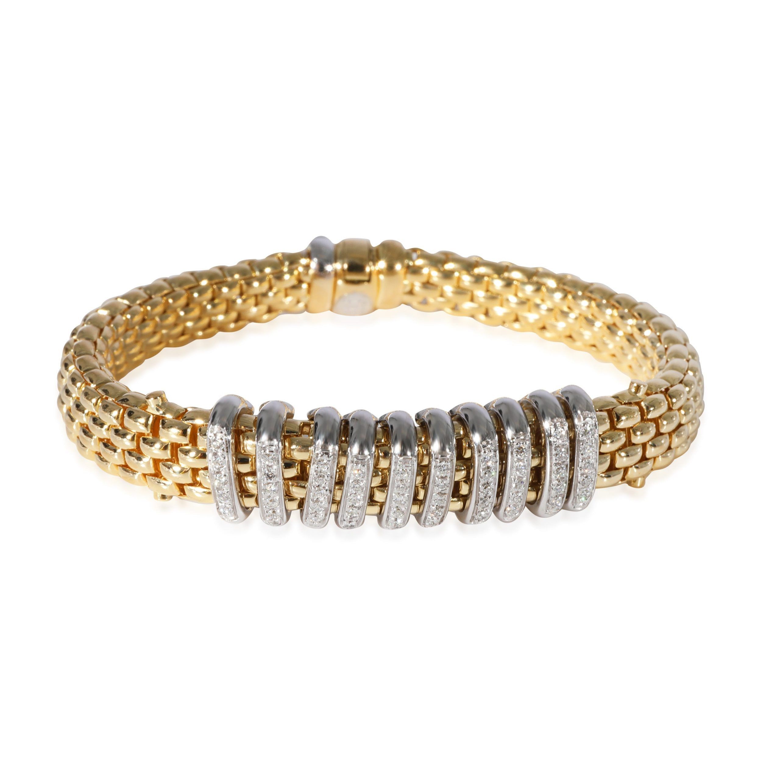 image of Tiffany Co Fope Diamond Bracelet In 18K White Gold/yellow Gold 0.48 Ctw, Women's