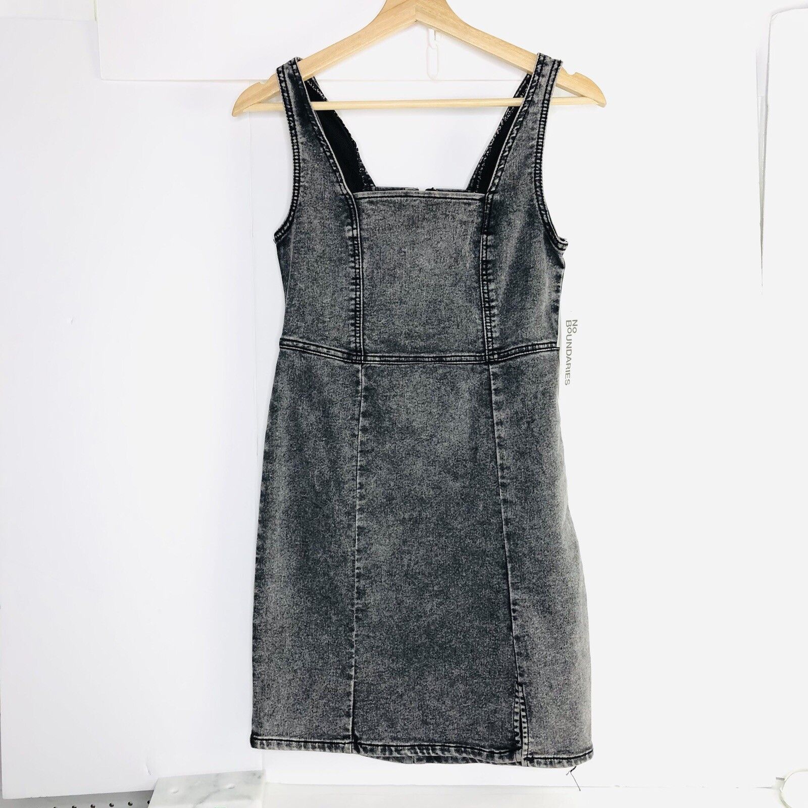 Other No Boundaries Juniors Achid Wash Black Denim Square Neck XXS Size XXS / US 00 / IT 34 - 1 Thumbnail