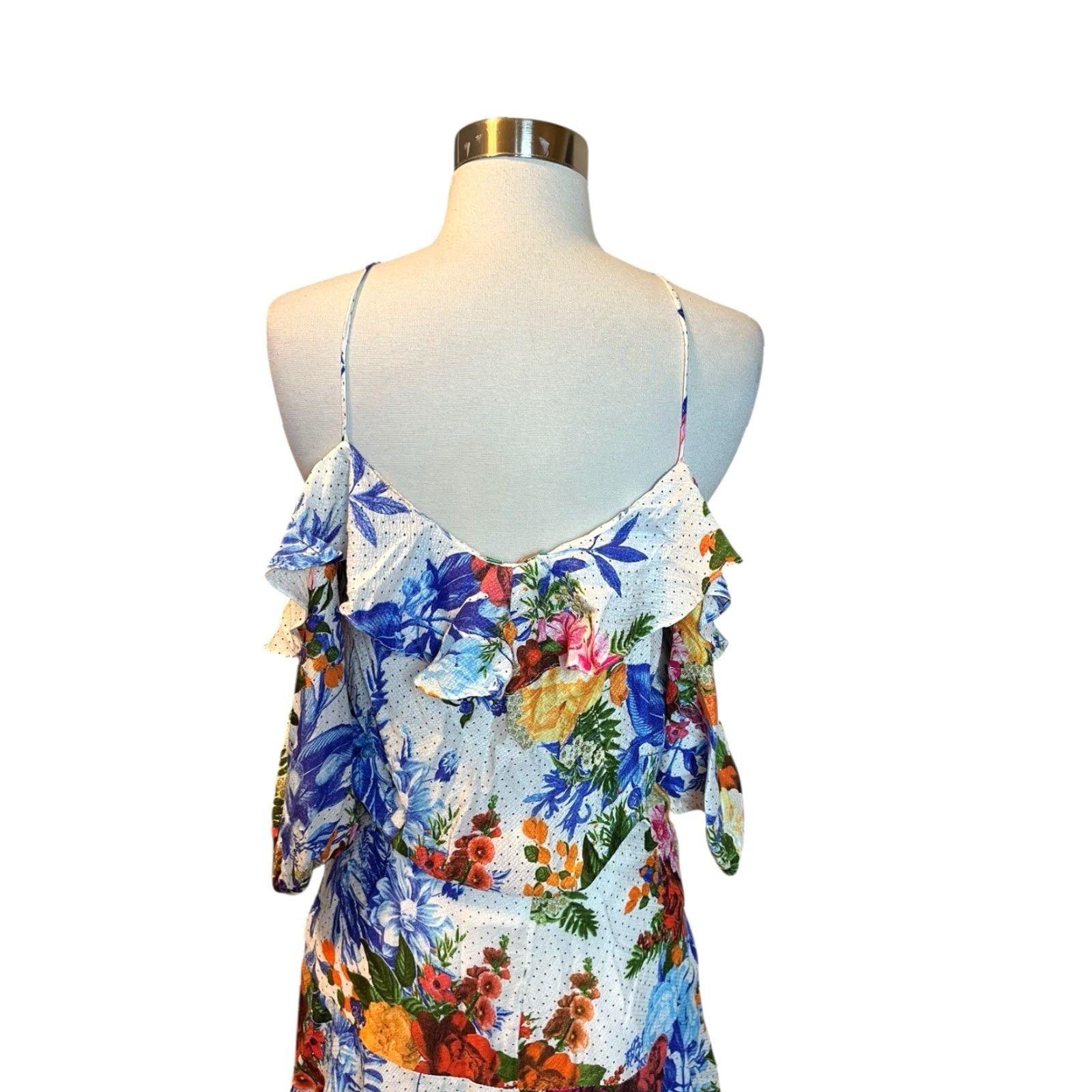 FARM Between Flowers Dress Small White Colorful Floral Mini