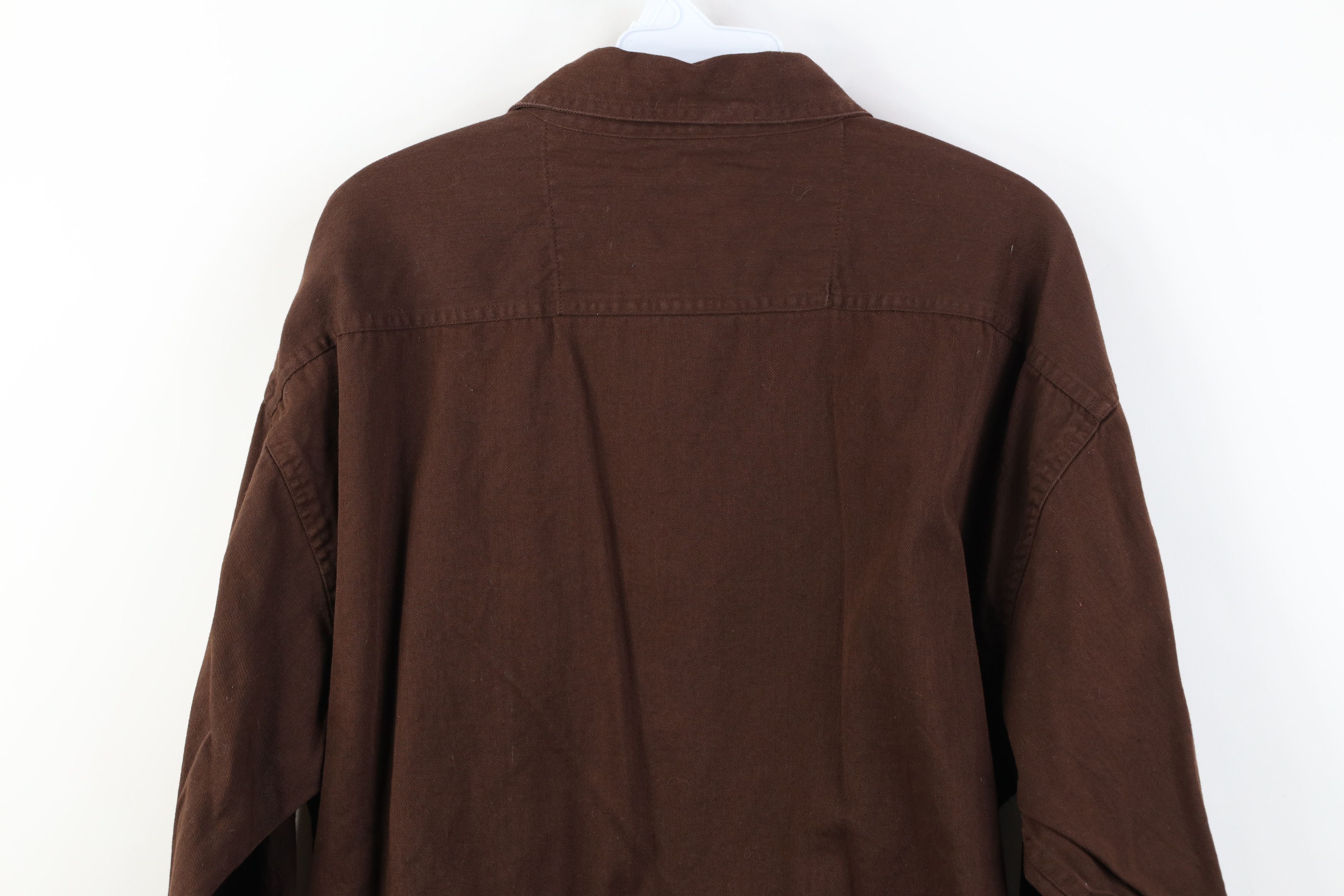 Vintage Vintage 90s Streetwear Twill Big Pocket Button Shirt Brown Size US L / EU 52-54 / 3 - 14 Thumbnail