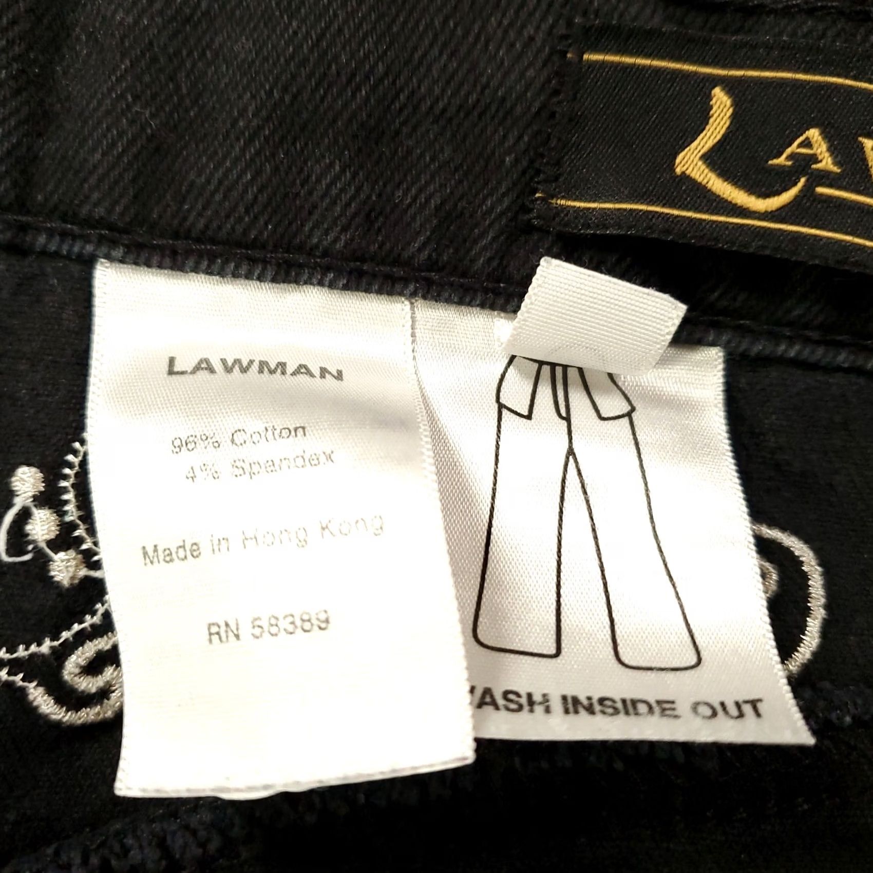 Vintage VINTAGE Lawman Jeans Womens 14 Denim 31in Inseam 5-Pocket Embroidered Studded Black Cotton 90s Western Cowboy Style Straight Travel Womens Size 36" / US 14 / IT 50 - 7 Thumbnail
