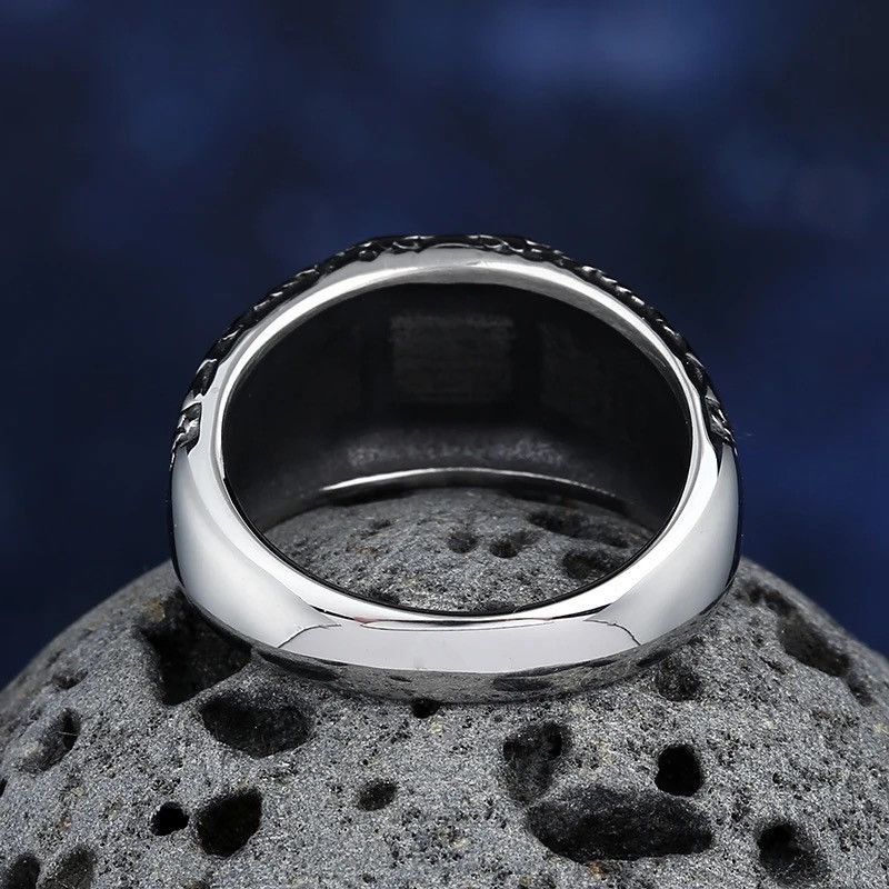 Jewelry Unique Stainless Steel Onyx Gemstone Rings Size ONE SIZE - 3 Thumbnail