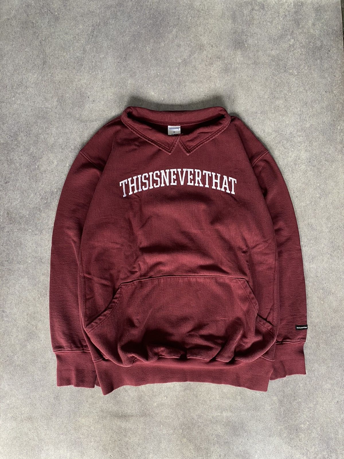 image of Thisisneverthat Thisisnever That Arc Logo S - Collar Sweatshirt in Red, Men's (Size XL)