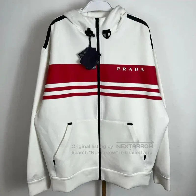 Prada Prada Red Stripe Hooded Jacket for Men. Size US XXL / EU 58 / 5 - 1 Thumbnail