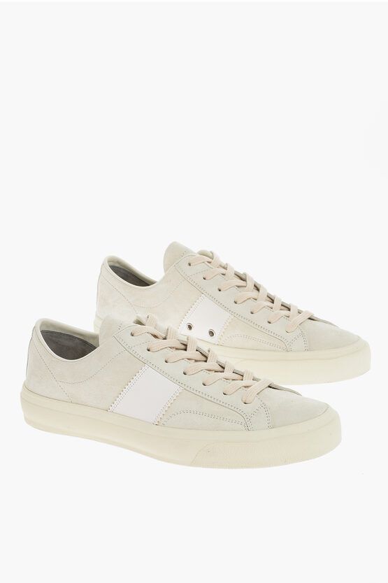 image of Tom Ford Suede Low-Top Sneakers in Grey, Men's (Size 13)