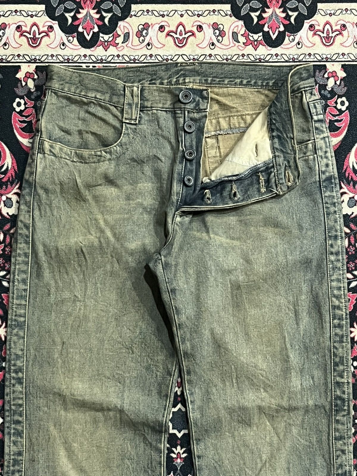 Acne Studios Acne Studio Style Mosh Green Frayed Leg Straight Cut Jeans Size US 31 - 5 Thumbnail