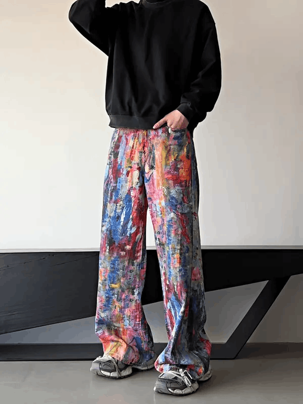 Jean Unique Colorful Funky Baggy Painted Wide Leg Jeans Size US 30 / EU 46 - 8 Thumbnail