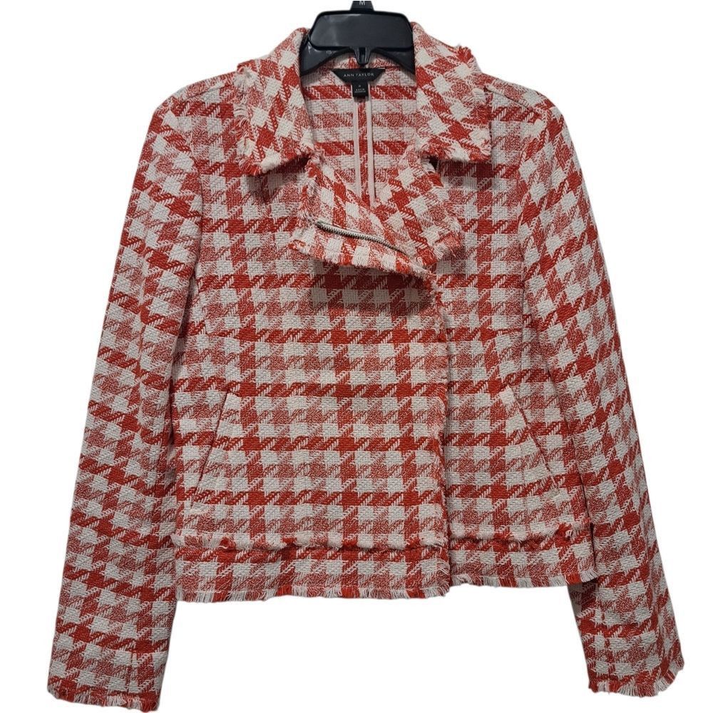 Ann Taylor Ann Taylor Houndstooth Tweed Checkered Moto Woven Fall Chic Size M / US 6-8 / IT 42-44 - 1 Thumbnail