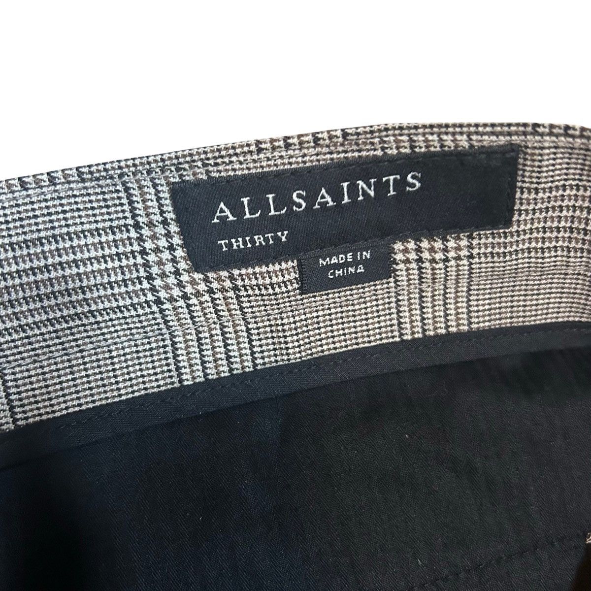Allsaints AllSaints Brown/Tan/Beige/Gray Plaid Pleated Dress Pants Size US 30 / EU 46 - 3 Thumbnail