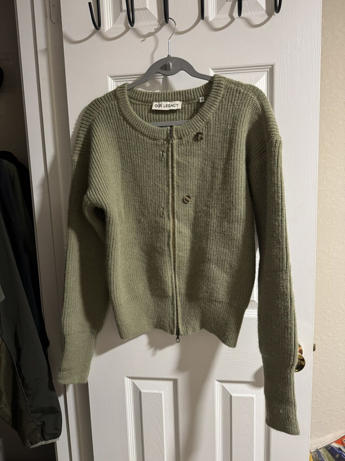 Our Legacy ZIP WRAP CARDIGAN - REFINDED GREEN QUOTIDIAN WOOL Size US S / EU 44-46 / 1 - 1 Thumbnail