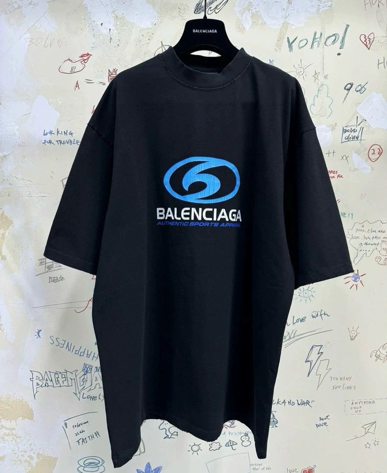 Balenciaga Balenciaga Blue logo short sleeve t-shirt Size US XL / EU 56 / 4 - 1 Thumbnail