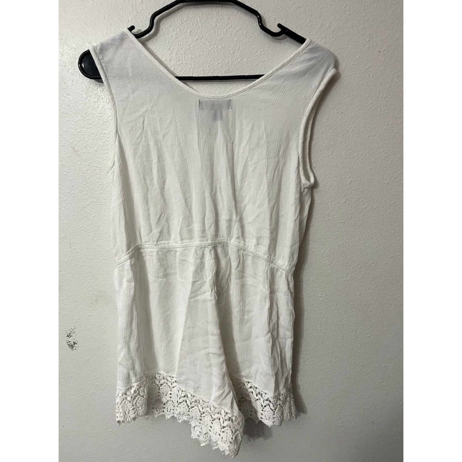 Vintage Atmosphere Women Top Tunic Sz 14 Viscose White Sleeveless V Neck T-Shirt Size XL / US 12-14 / IT 48-50 - 3 Thumbnail