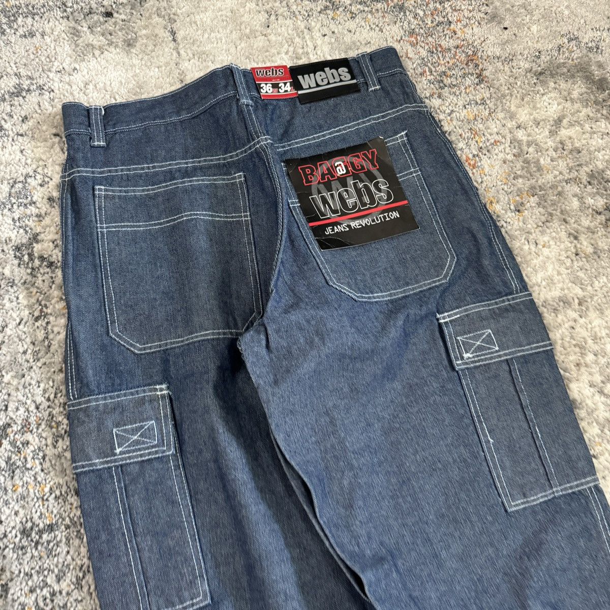 JNCO × Japanese Brand × Vintage Vintage y2k Webs baggy wide leg cargo jeans Size US 36 / EU 52 - 3 Thumbnail