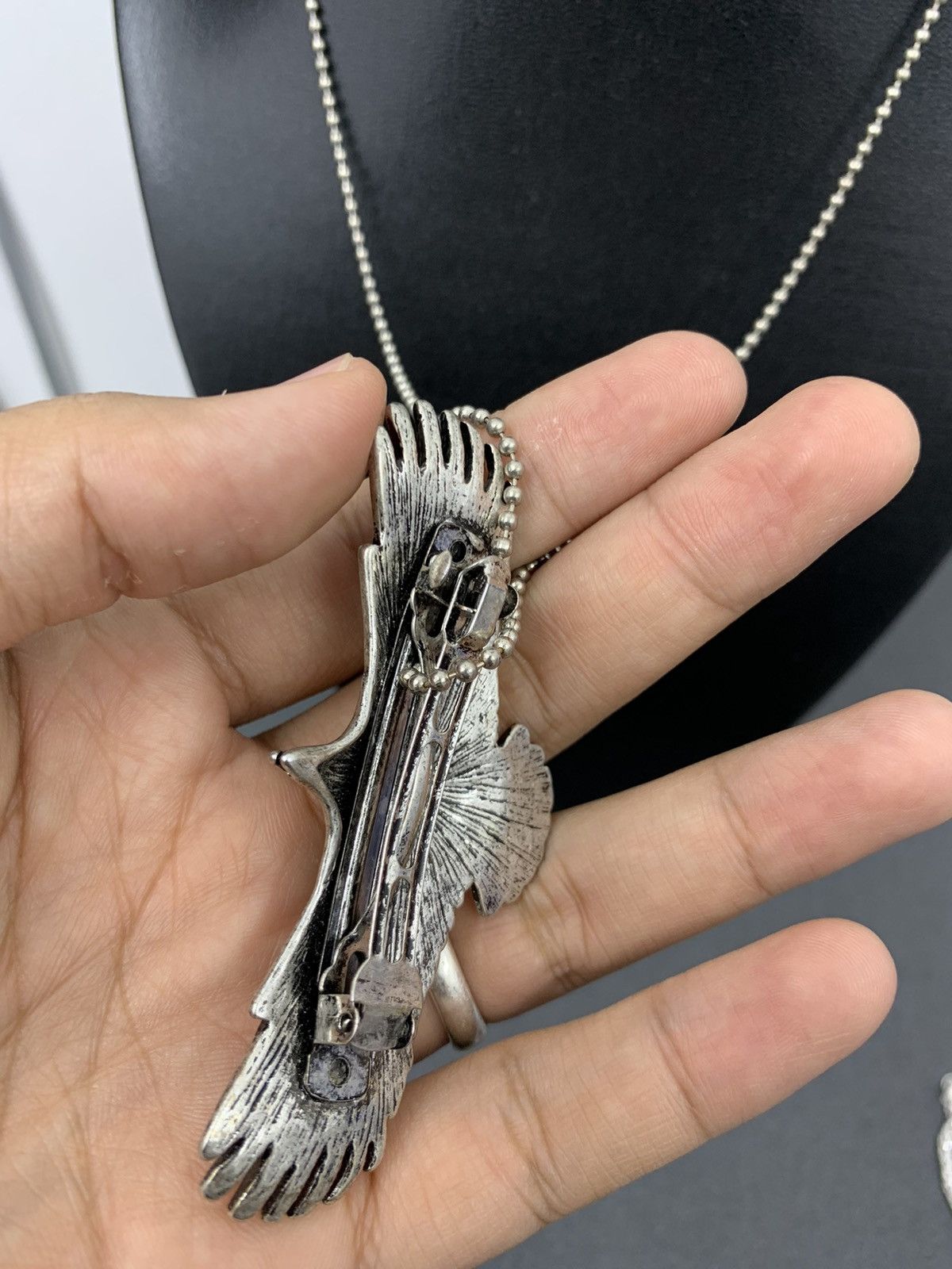 Japanese Brand × Vintage Retro Silver Eagle Goros Style Necklace Size ONE SIZE - 4 Thumbnail