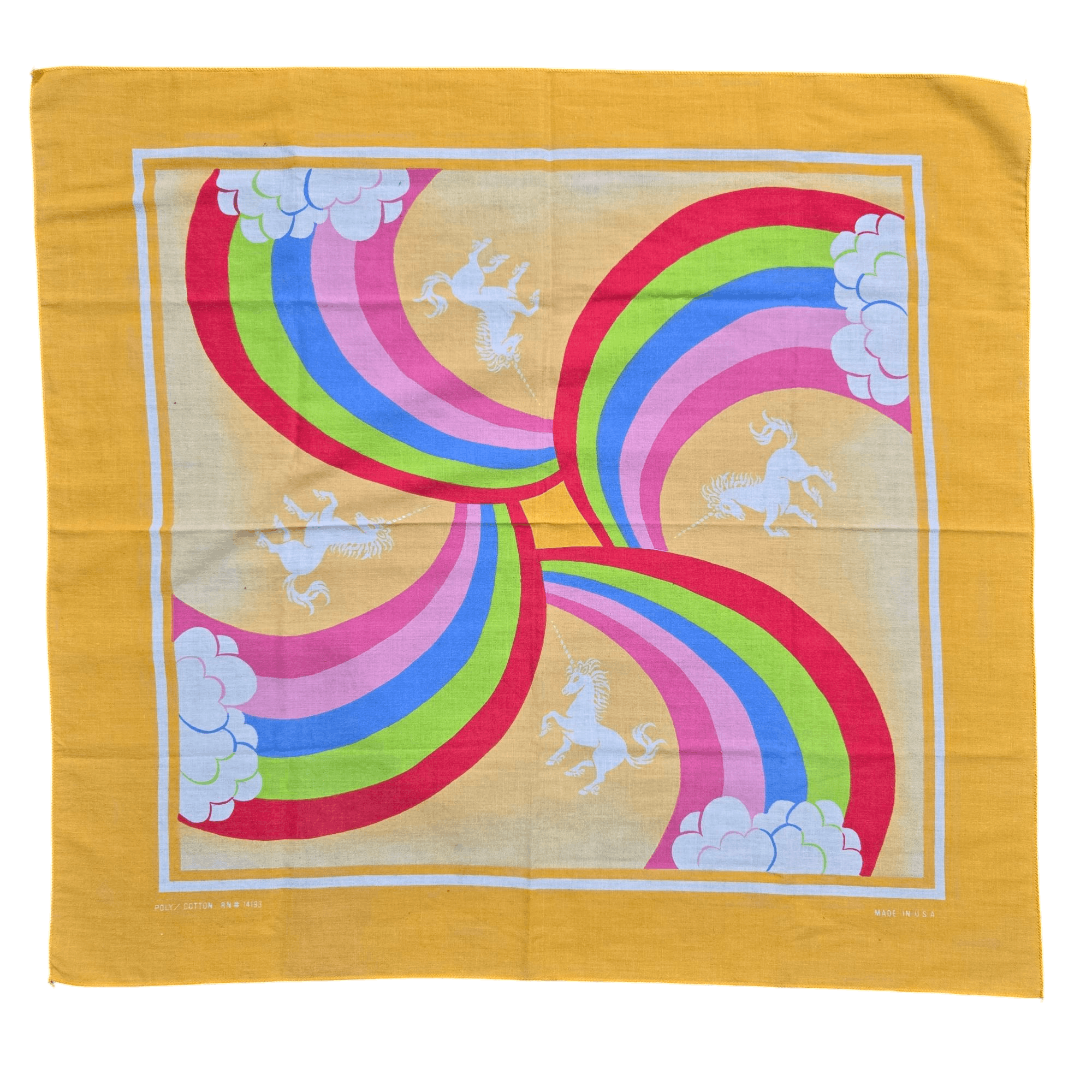 Vintage Vintage 80s/90s Unicorn Rainbow Made Usa Poly/Cotton Bandana Size ONE SIZE - 1 Thumbnail