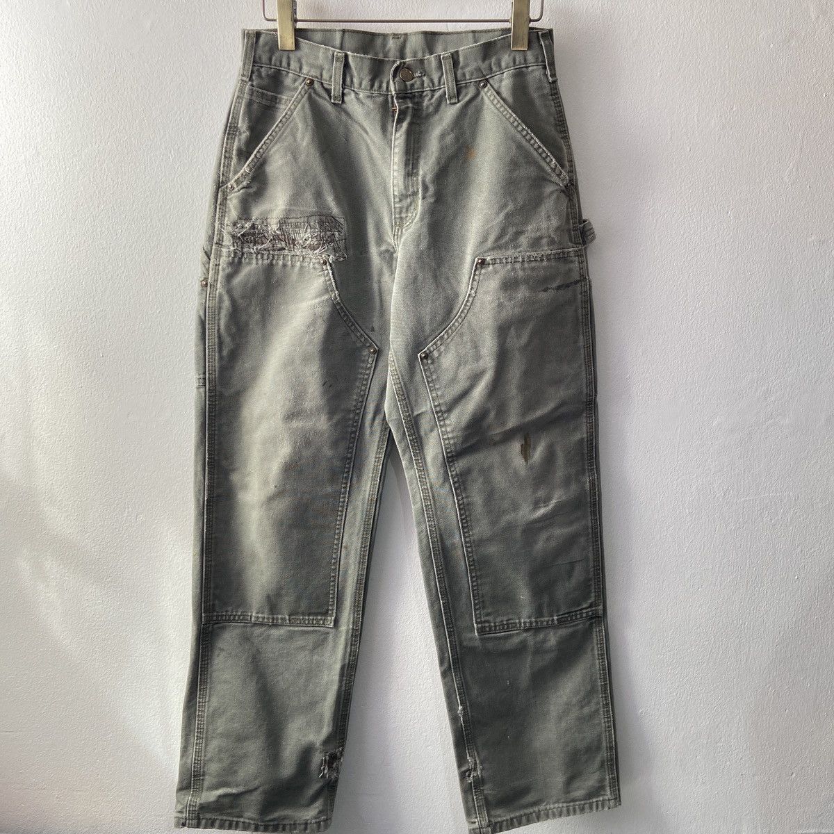 Carhartt × Vintage Distressed Faded Vintage Carhartt Double Knee Moss Green Size US 30 / EU 46 - 8 Thumbnail