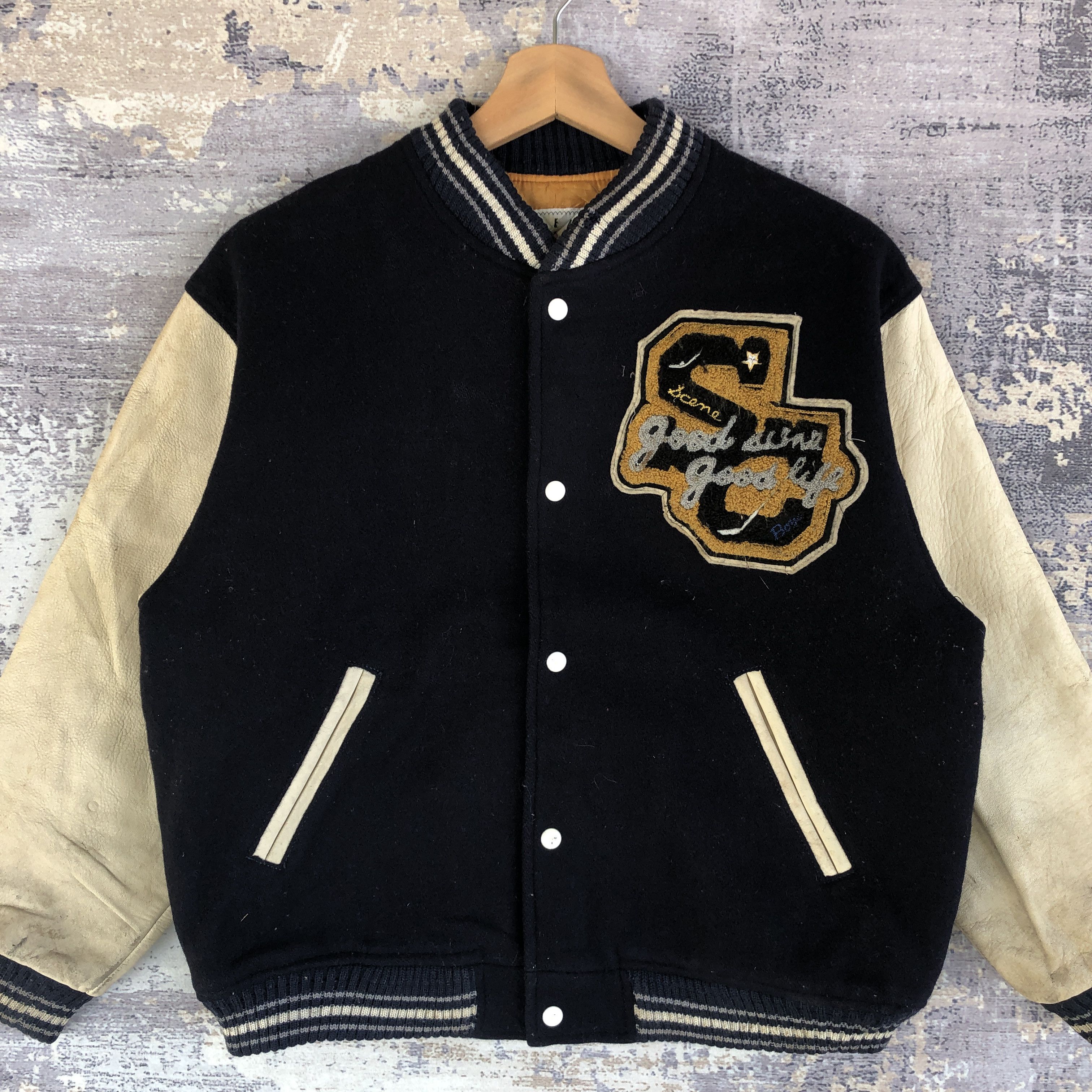 Vintage Scene Sports Varsity Leather Jacket Letterman Wool Jacket Size US M / EU 48-50 / 2 - 4 Thumbnail