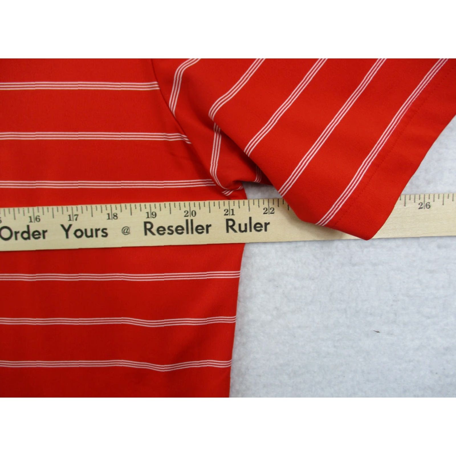 Adidas ADIDAS Polo Golf Shirt L Red White Stripe Pure Motion Cool Max Men's Polo Shirt Size US L / EU 52-54 / 3 - 6 Thumbnail