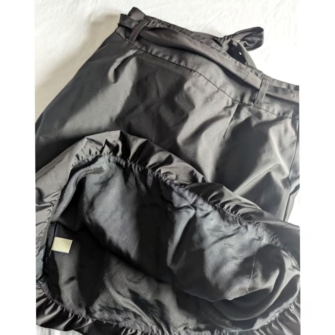 Banana Republic VINTAGE Banana Republic Skirt Belted Pleated Knee Length Charcoal Grey Bubble Hem Zipper Pockets Layered 6 Womens Size 28" / US 6 / IT 42 - 6 Thumbnail
