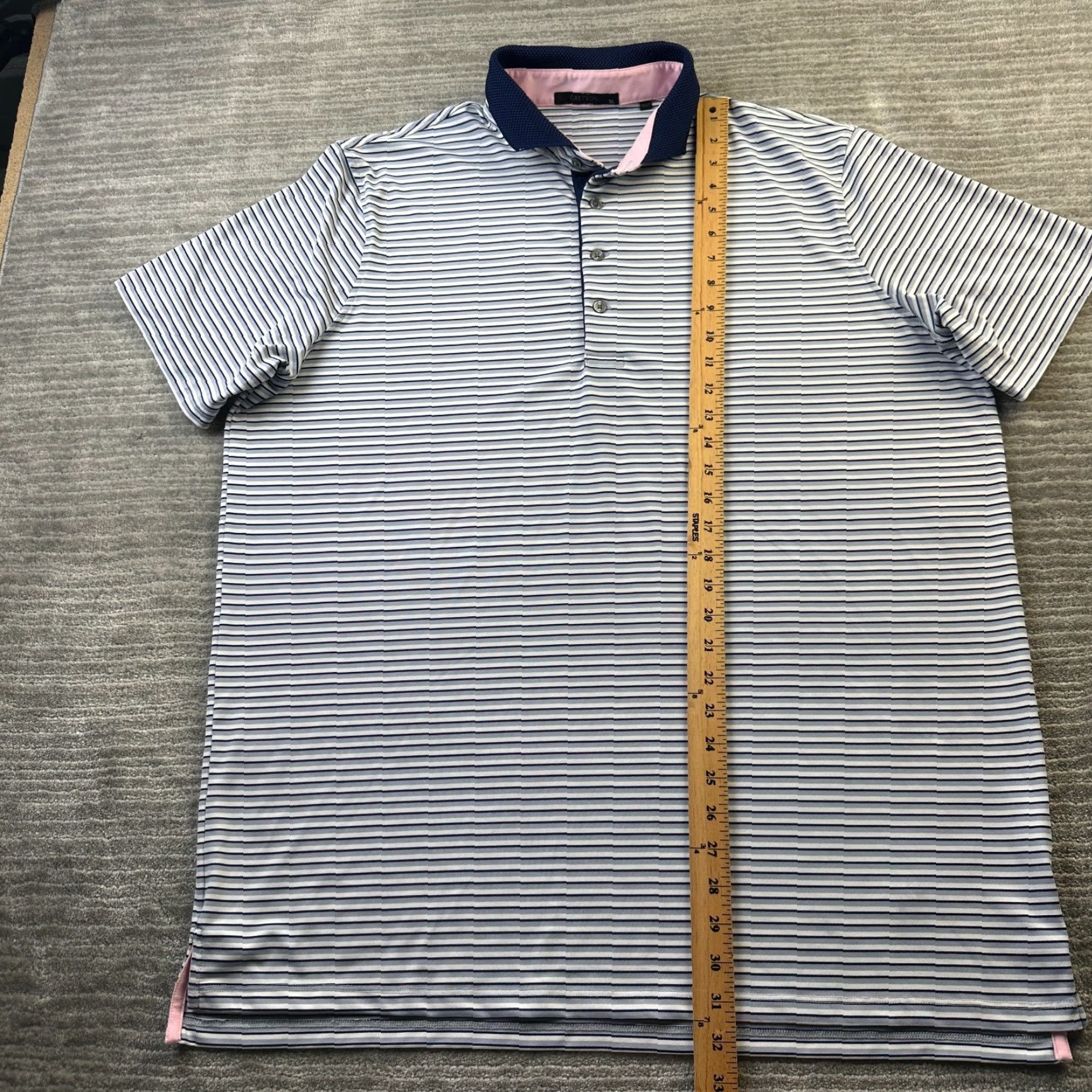 Vintage Greyson Polo Shirt Mens XL Blue Golf Performance Logo Striped Short Sleeve Collared Button Polo Size US XL / EU 56 / 4 - 7 Thumbnail