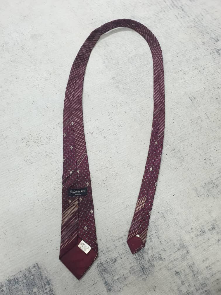 Yves Saint Laurent Yves Saint Laurent maroon Colour stripe ties Size ONE SIZE - 8 Thumbnail