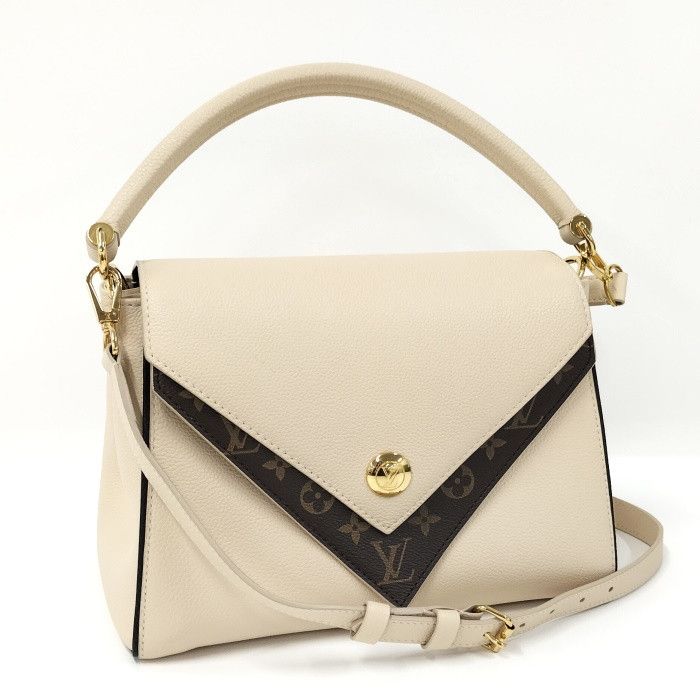 Louis Vuitton Double V Shoulder Bag Leather Monogram Crème