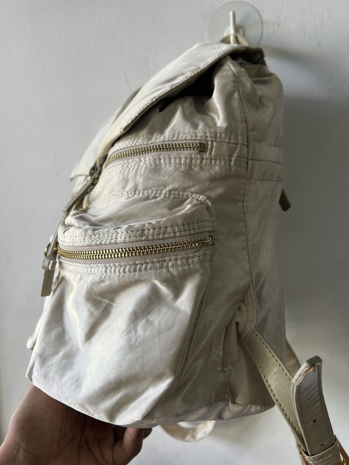 Designer × Norma Kamali Norma Kamali Beige Tessuto Nylon MultiPocket Backpack Size ONE SIZE - 5 Thumbnail