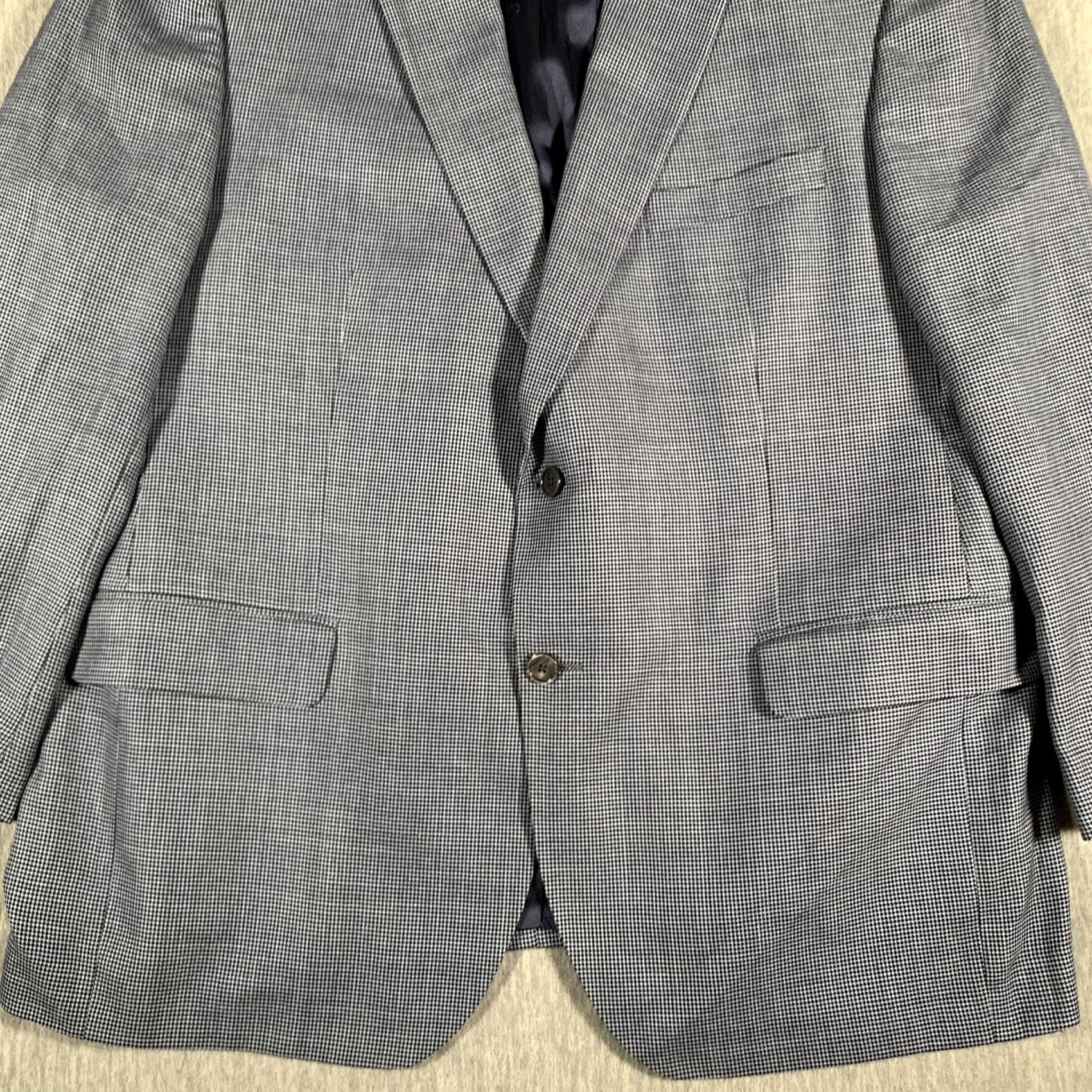 David Donahue David Donahue Blazer Mens 48R Blue Check Wool Silk Linen Sport Coat Connor SPJ Jacket/Coat Regular Size 48R - 3 Thumbnail