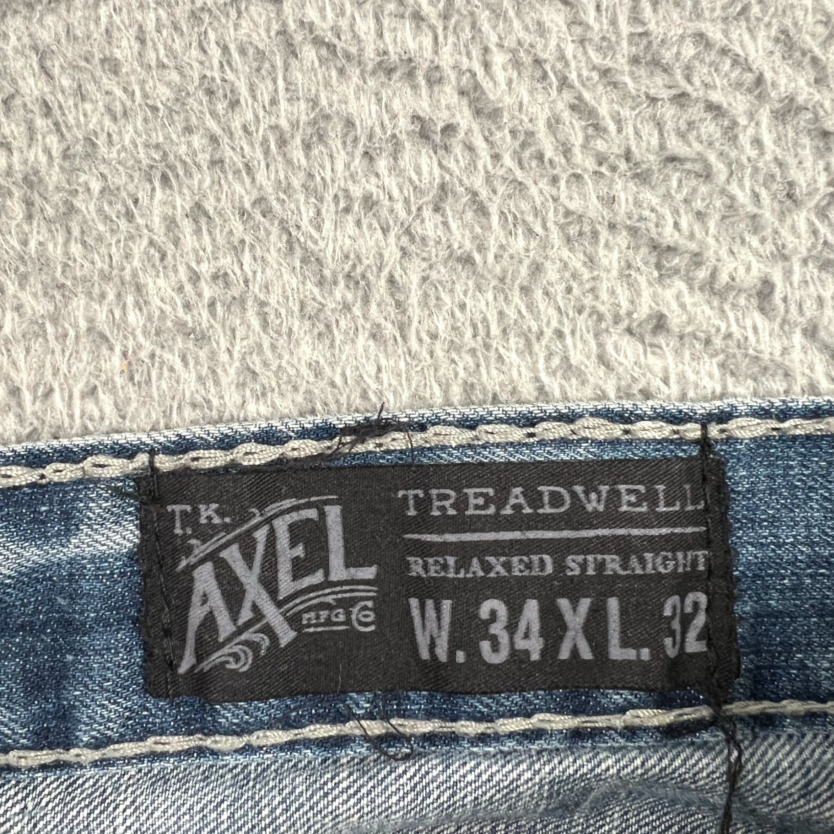 Denime TK Axel Jeans Men 34x32 Distressed Straight Fit Denim Pants Blue 5-Pocket Regular Rise 35in Waist Vintage? No (Preowned) Mens Size US 35 - 7 Thumbnail