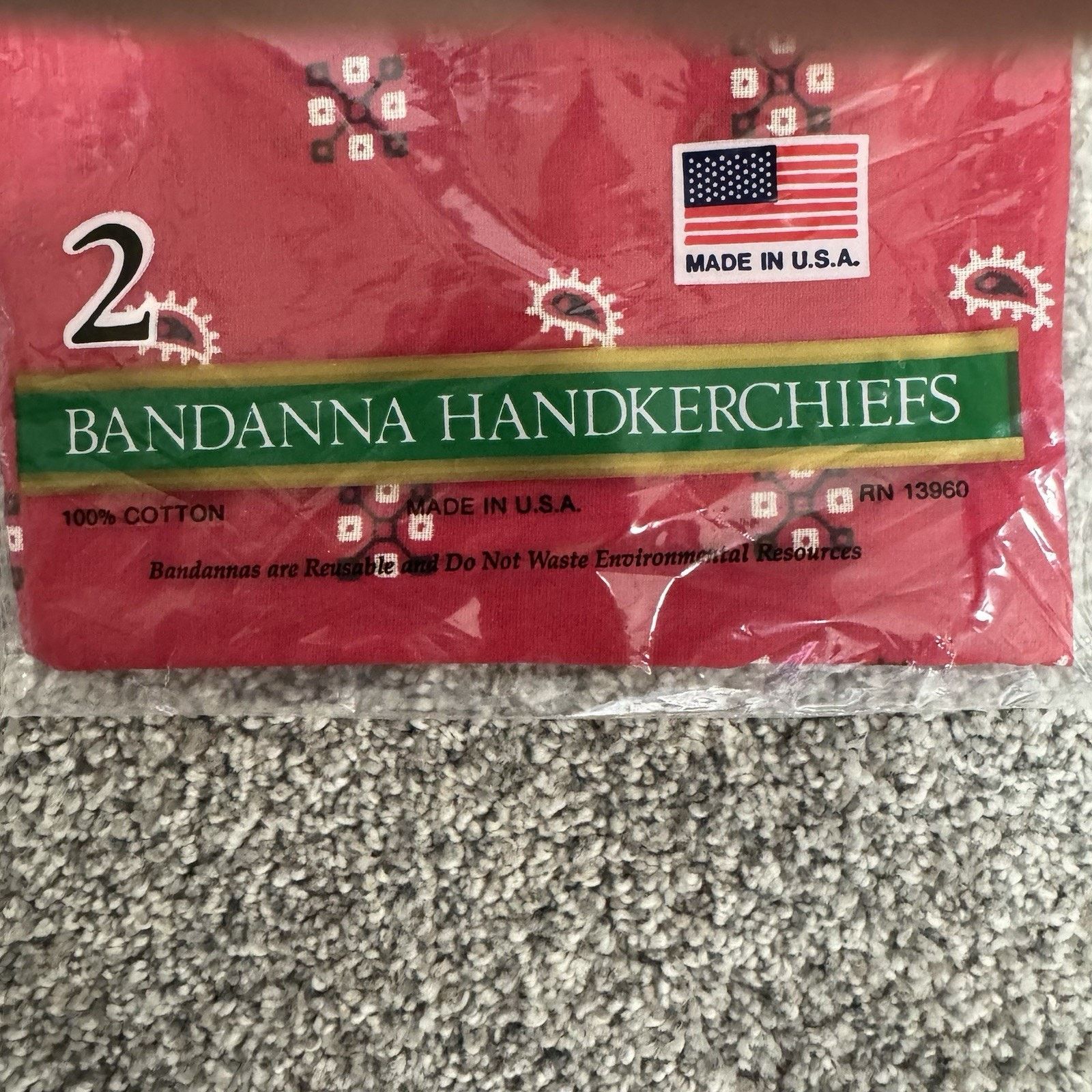 Other Vintage Pair Red Perma Built Bandana Handkerchiefs XL 22x22 Size ONE SIZE - 4 Thumbnail
