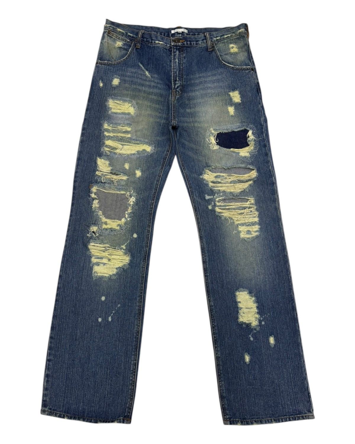 Helmut Lang RARE🔥EXHIBITIONIST PATCHWORK DISTRESSED DENIM JEANS Size US 34 / EU 50 - 8 Thumbnail